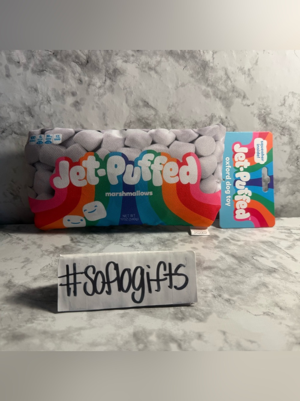 NWT Jet Puffed Marshmallow Plush Dog Toy (squeaker)